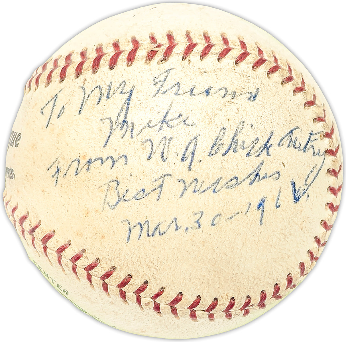 W.A. "Chick" Autry Autographed Official Giles NL Baseball Cincinnati Reds "To My Friend Mike Best Wishes Mar. 30, 1961" Died 1976 PSA/DNA #G25322