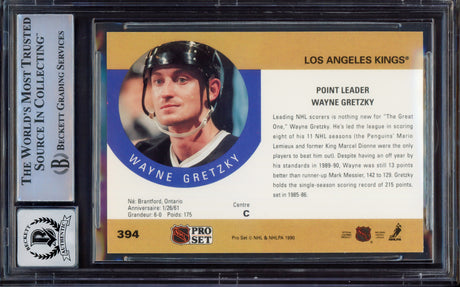 Wayne Gretzky Autographed 1990-91 Pro Set Card #394 Los Angeles Kings Auto Grade Gem Mint 10 Beckett BAS #15496446