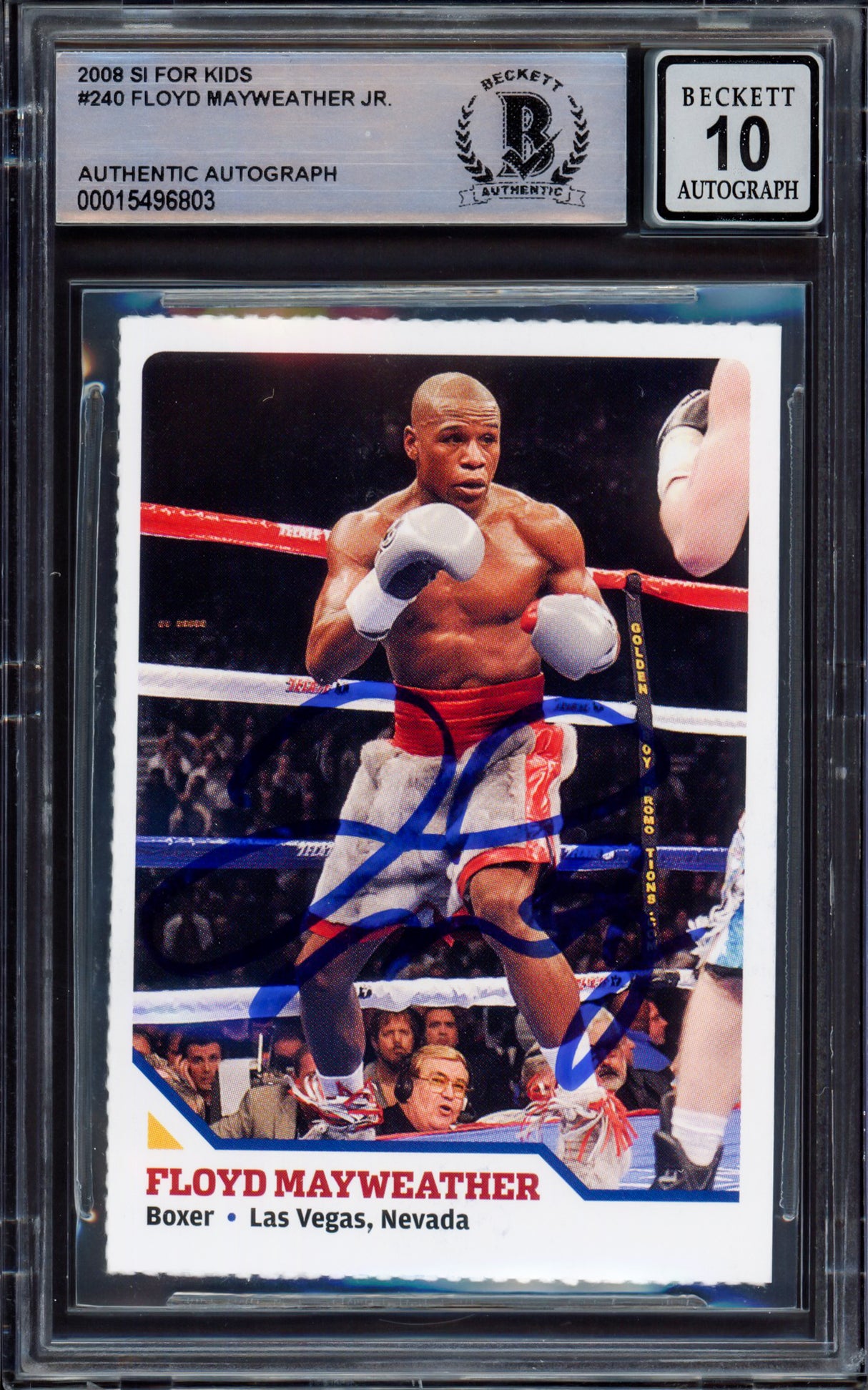 Floyd Mayweather Jr. Autographed 2008 Sports Illustrated SI for Kids Rookie Card #240 Auto Grade Gem Mint 10 Beckett BAS #15496803