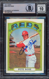 Pete Rose Autographed 1972 Topps Card #559 Cincinnati Reds Auto Grade Gem Mint 10 Beckett BAS #15497228