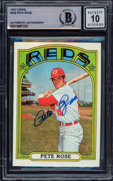 Pete Rose Autographed 1972 Topps Card #559 Cincinnati Reds Auto Grade Gem Mint 10 Beckett BAS #15497229