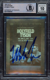 Mike Tyson Autographed 1991 Kayo Gold Hologram Holyfield Tyson Card #10 Auto Grade Gem Mint 10 Beckett BAS #15498034