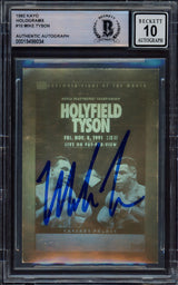 Mike Tyson Autographed 1991 Kayo Gold Hologram Holyfield Tyson Card #10 Auto Grade Gem Mint 10 Beckett BAS #15498034