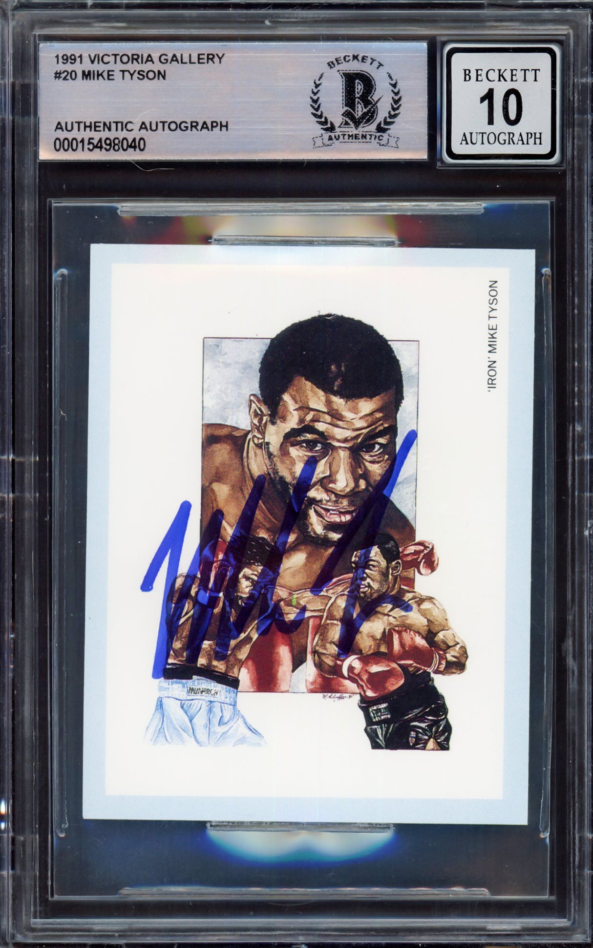 Mike Tyson Autographed 1991 Victoria Gallery Boxing Champions Card #20 Auto Grade Gem Mint 10 Beckett BAS #15498040