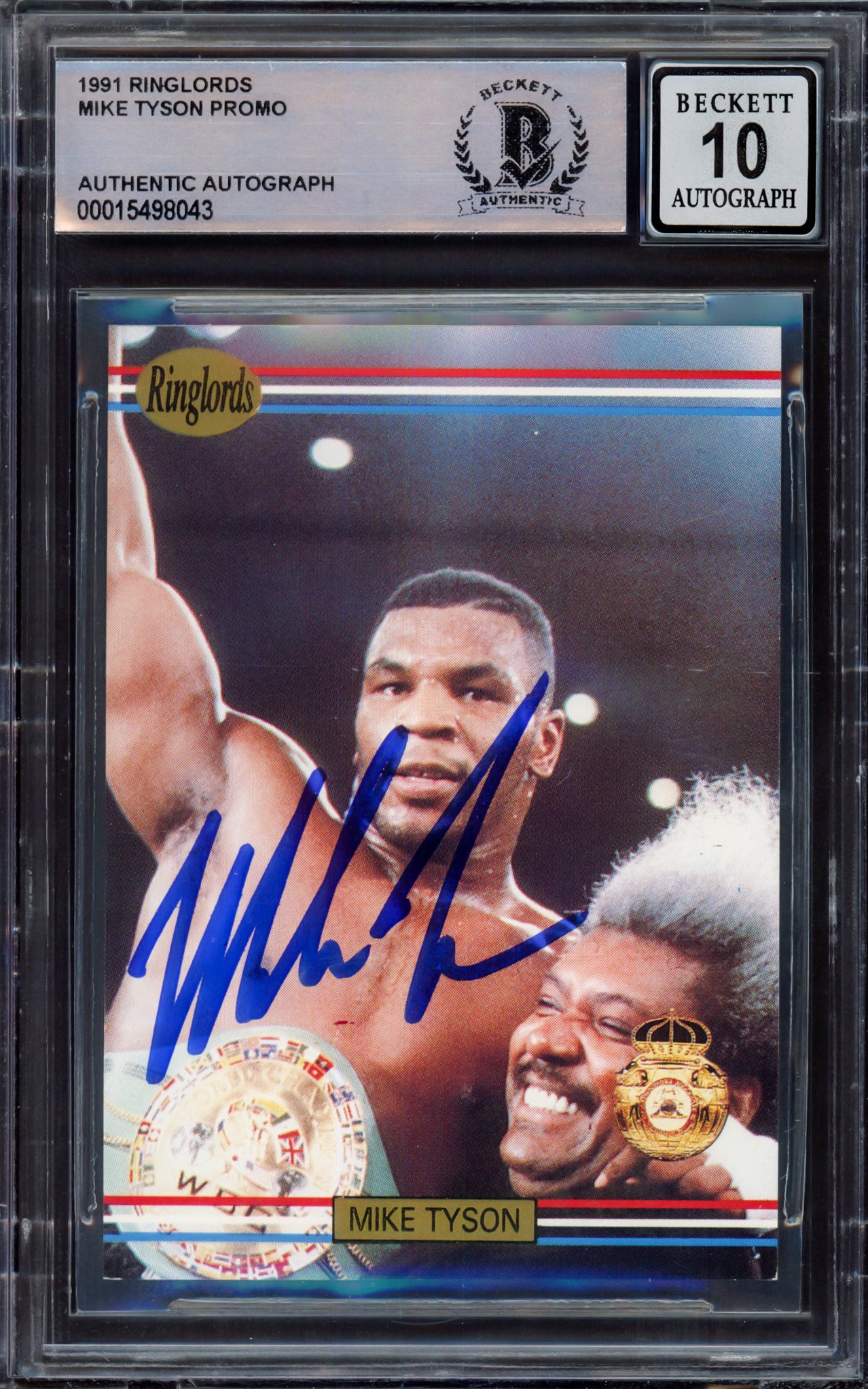 Mike Tyson Autographed 1991 Players International Ringlords Sample Card Auto Grade Gem Mint 10 Beckett BAS #15498043