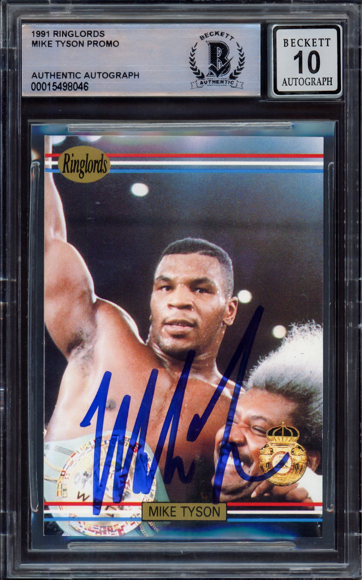 Mike Tyson Autographed 1991 Players International Ringlords Sample Card Auto Grade Gem Mint 10 Beckett BAS #15498046