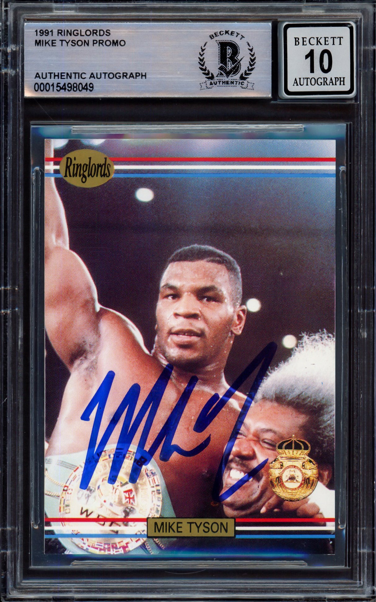 Mike Tyson Autographed 1991 Players International Ringlords Sample Card Auto Grade Gem Mint 10 Beckett BAS #15498049