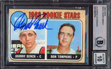 Johnny Bench Autographed 1968 Topps Rookie Card #247A Cincinnati Reds Auto Grade Gem Mint 10 Beckett BAS #14867874