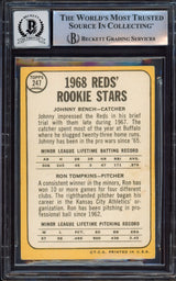 Johnny Bench Autographed 1968 Topps Rookie Card #247A Cincinnati Reds Auto Grade Gem Mint 10 Beckett BAS #14867871