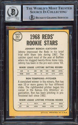 Johnny Bench Autographed 1968 Topps Rookie Card #247A Cincinnati Reds Auto Grade Gem Mint 10 Beckett BAS #14867886