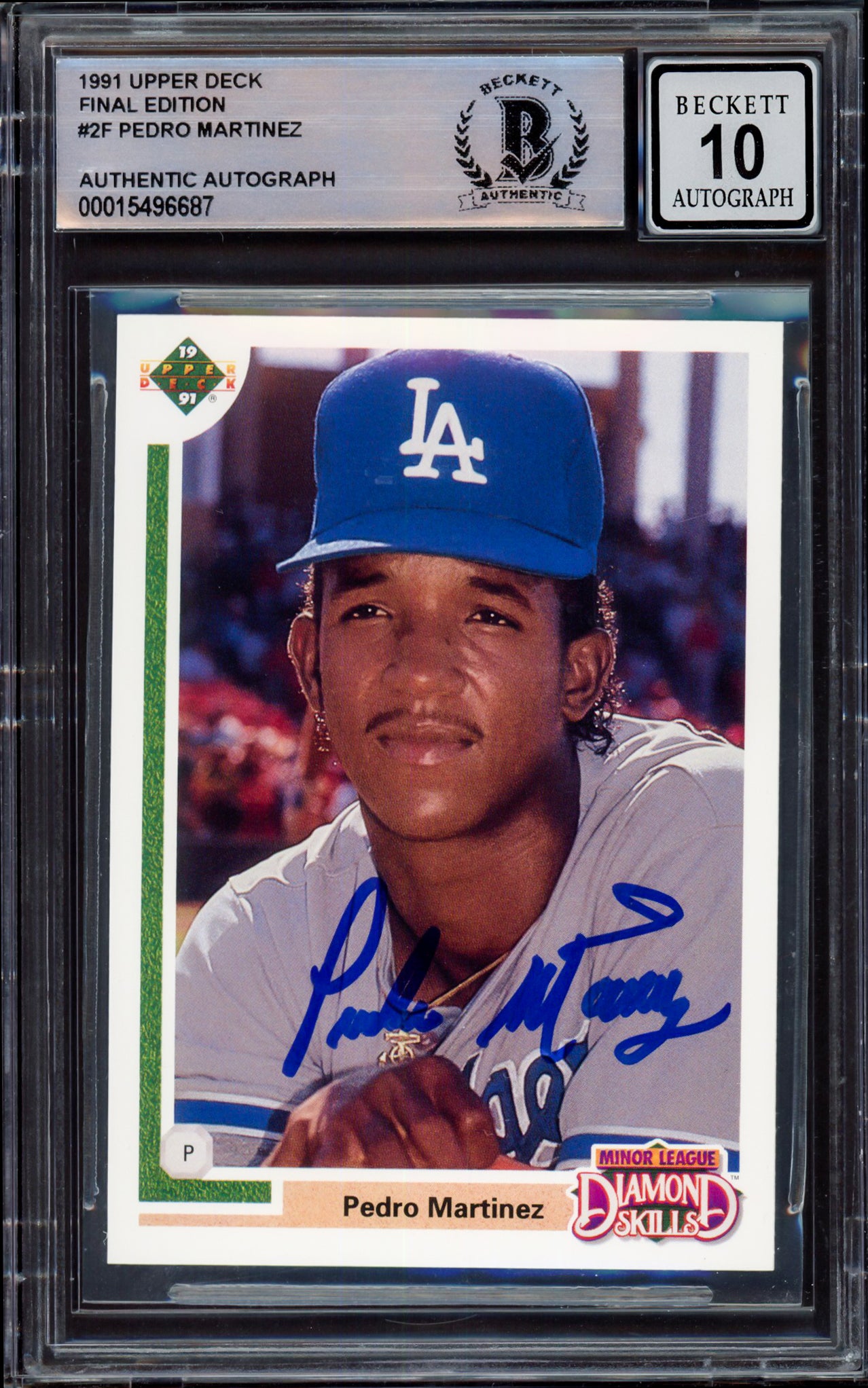 Pedro Martinez Autographed 1991 Upper Deck Final Edition Rookie Card #2F Los Angeles Dodgers Auto Grade Gem Mint 10 Beckett BAS Stock #214679