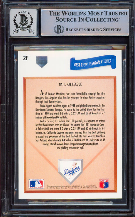 Pedro Martinez Autographed 1991 Upper Deck Final Edition Rookie Card #2F Los Angeles Dodgers Auto Grade Gem Mint 10 Beckett BAS Stock #214679