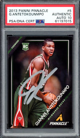 Giannis Antetokounmpo Autographed 2013 Panini Pinnacle Rookie Card #5 Milwaukee Bucks Auto Grade Gem Mint 10 PSA/DNA #61197015