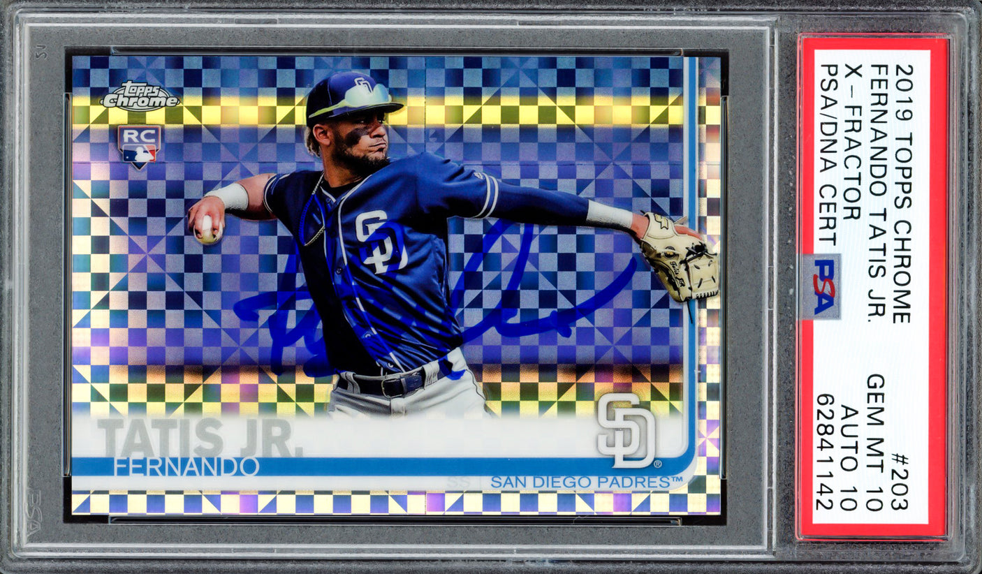 Fernando Tatis Jr. Autographed 2019 Topps Chrome X-Fractor Rookie Card #203 San Diego Padres PSA 10 Auto Grade Gem Mint 10 PSA/DNA #62841142