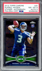 Russell Wilson Autographed 2012 Topps Chrome Rookie Card #40 Seattle Seahawks PSA 8 Auto Grade Mint 9 PSA/DNA #50466428