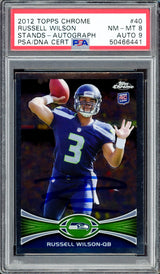 Russell Wilson Autographed 2012 Topps Chrome Rookie Card #40 Seattle Seahawks PSA 8 Auto Grade Mint 9 PSA/DNA #50466441
