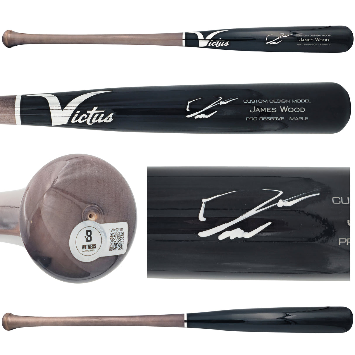 James Wood Autographed Black Victus Player Model Baseball Bat Washington Nationals Beckett BAS Witness Stock #225832