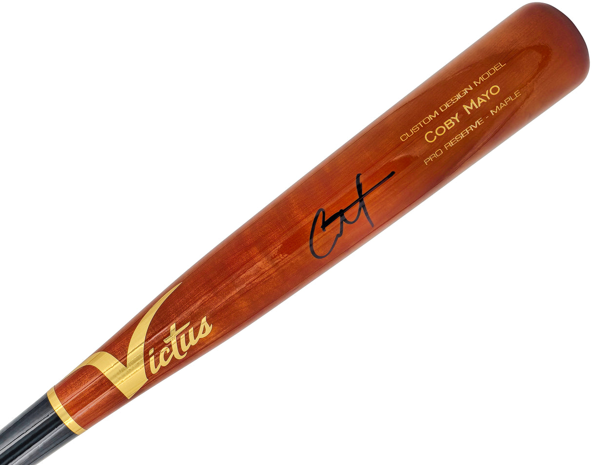 Coby Mayo Autographed Brown Victus Player Model Baseball Bat Baltimore Orioles Beckett BAS Witness Stock #225833