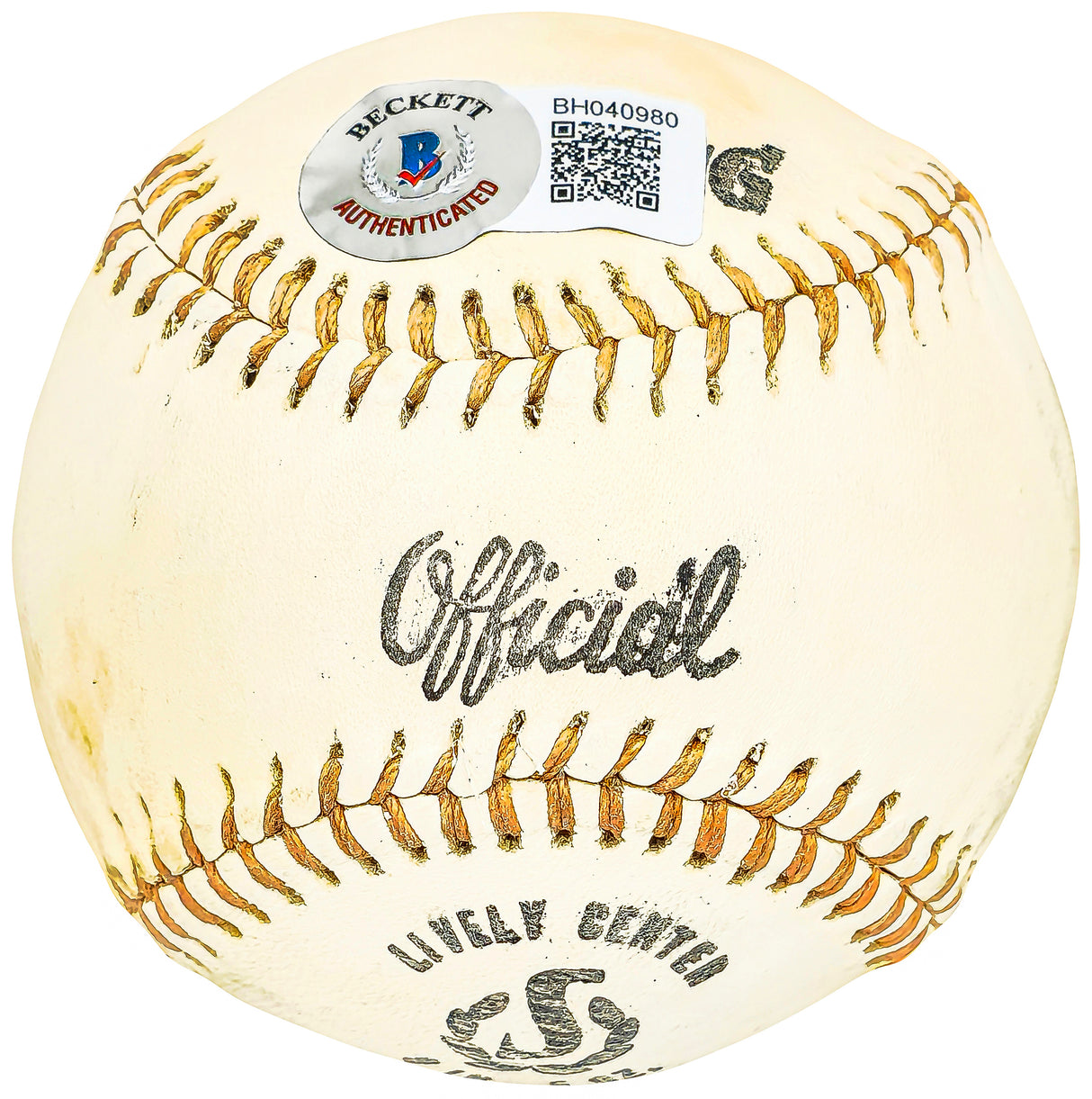 Ollie Brown Autographed Official Spalding Official Baseball San Francisco Giants, Philadelphia Phillies Vintage Signature Beckett BAS QR #BH040980