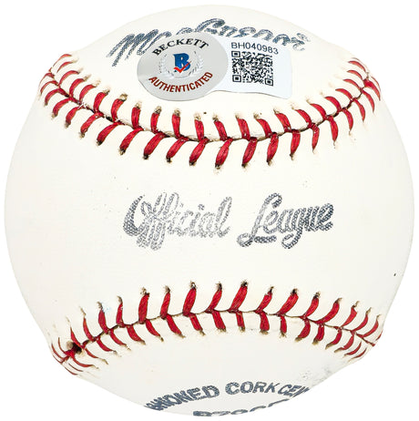 Gordon Gordy Pladson Autographed Official League Baseball Houston Astros "#44" Vintage Signature Beckett BAS QR #BH040983