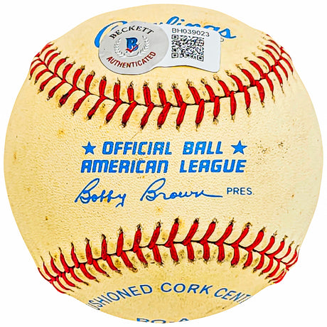 Dave Cole Autographed Official AL Baseball Boston Braves Vintage Signature Beckett BAS QR #BH039023