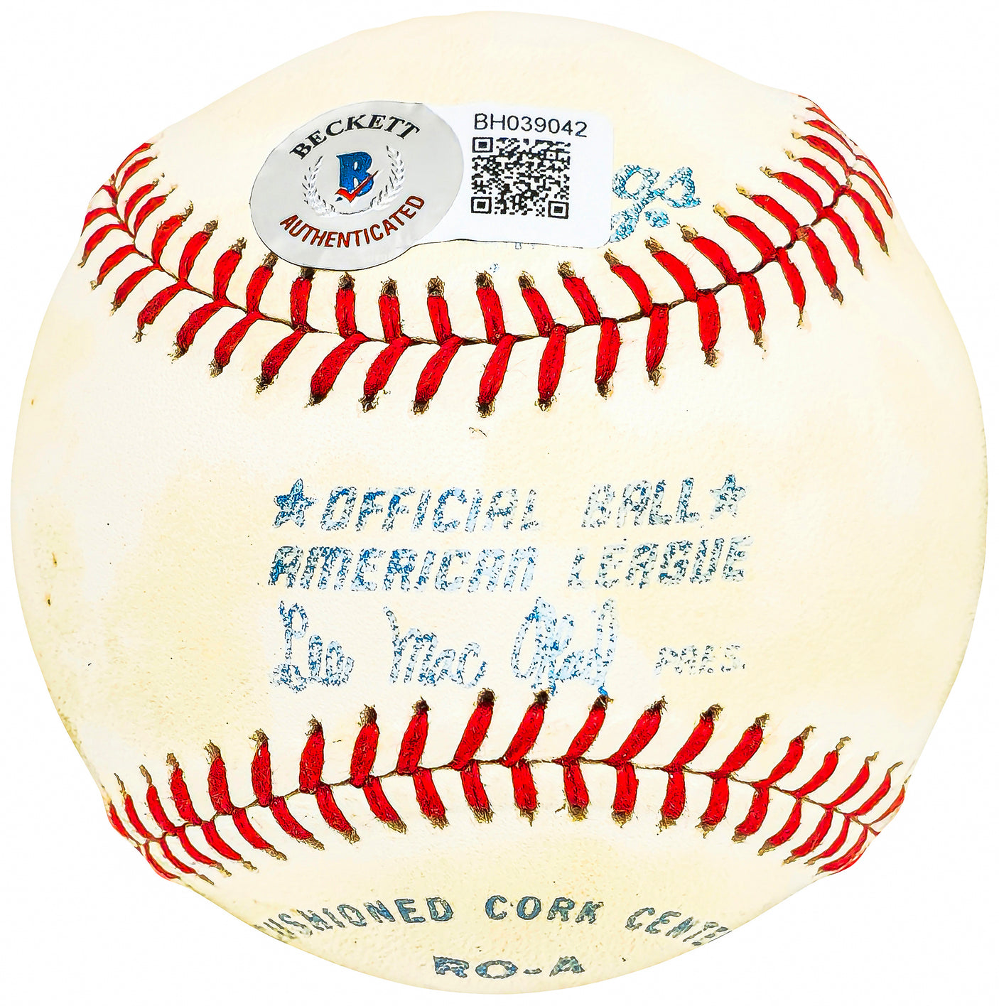 Bill Fischer Autographed Official MacPhail American League Baseball Chicago White Sox, Detroit Tigers Vintage Signature Beckett BAS QR #BH039042