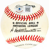 Charles "Red" Barrett Autographed Official NL Baseball Cincinnati Reds, Atlanta Braves Vintage Signature Beckett BAS QR #BH039061