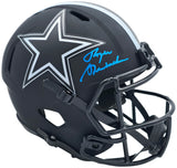 Roger Staubach Autographed Dallas Cowboys Eclipse Black Full Size Speed Replica Helmet Beckett BAS Witness Stock #238801