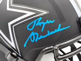 Roger Staubach Autographed Dallas Cowboys Eclipse Black Full Size Speed Replica Helmet Beckett BAS Witness Stock #238801