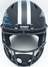 Roger Staubach Autographed Dallas Cowboys Eclipse Black Full Size Speed Replica Helmet Beckett BAS Witness Stock #238801