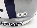 Roger Staubach Autographed Dallas Cowboys Silver Full Size Speed Replica Helmet Beckett BAS Witness Stock #238802