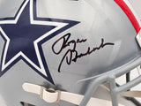 Roger Staubach Autographed Dallas Cowboys 1976 Throwback Silver Full Size Speed Replica Helmet Beckett BAS Witness Stock #238803