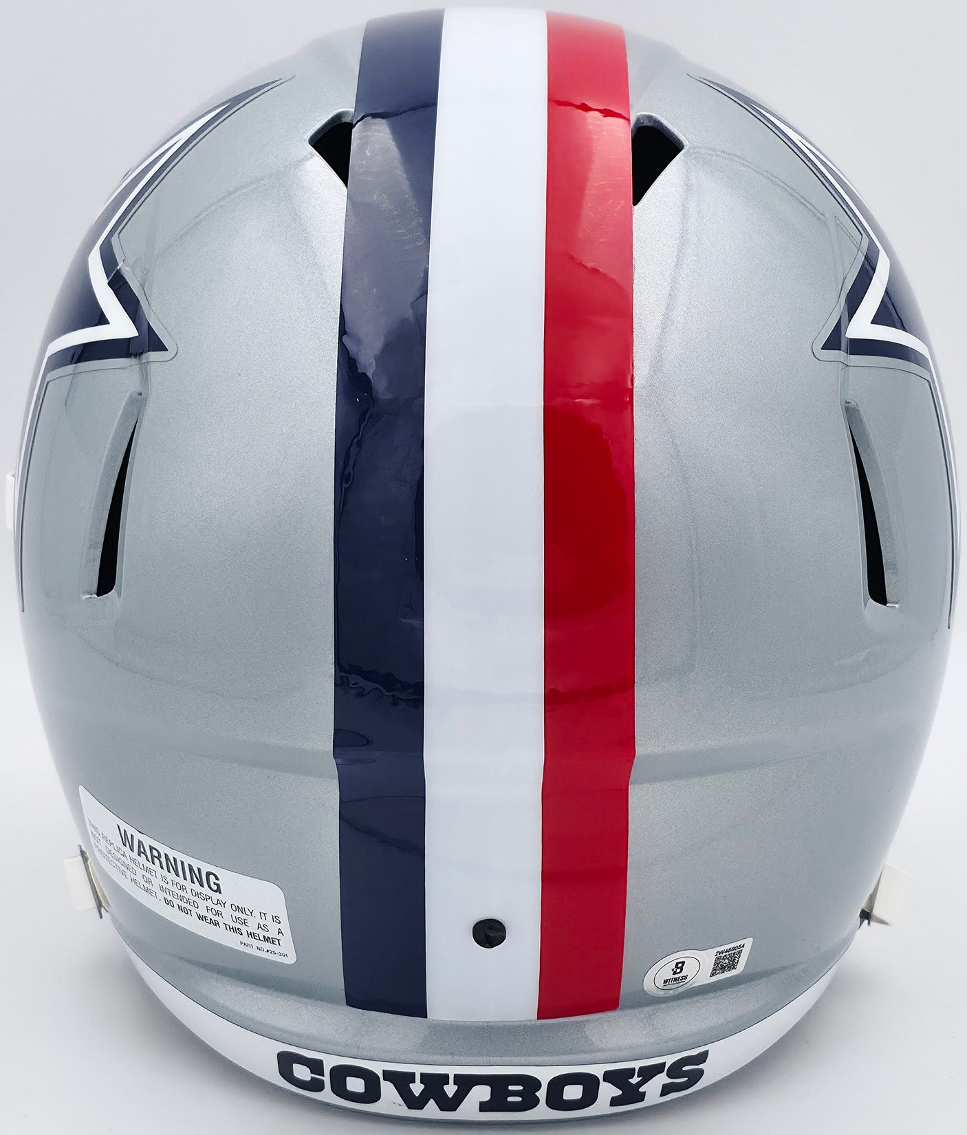 Roger Staubach Autographed Dallas Cowboys 1976 Throwback Silver Full Size Speed Replica Helmet Beckett BAS Witness Stock #238803