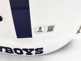 Roger Staubach Autographed Dallas Cowboys 2022 Alternate White Full Size Speed Replica Helmet Beckett BAS Witness Stock #238804