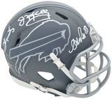 Jim Kelly, Thurman Thomas & Andre Reed Autographed Buffalo Bills Slate Gray Speed Mini Helmet Beckett BAS QR Stock #238933