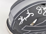 Jim Kelly, Thurman Thomas & Andre Reed Autographed Buffalo Bills Slate Gray Speed Mini Helmet Beckett BAS QR Stock #238933