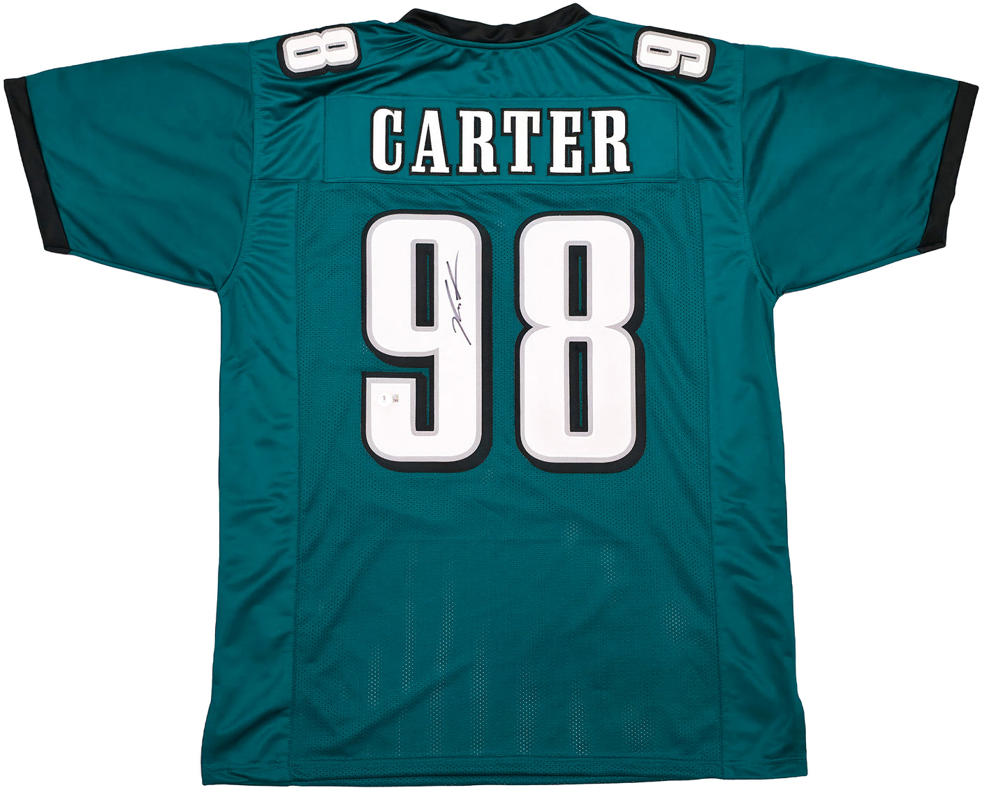 Philadelphia Eagles Jalen Carter Autographed Green Jersey Beckett BAS Witness Stock #238929