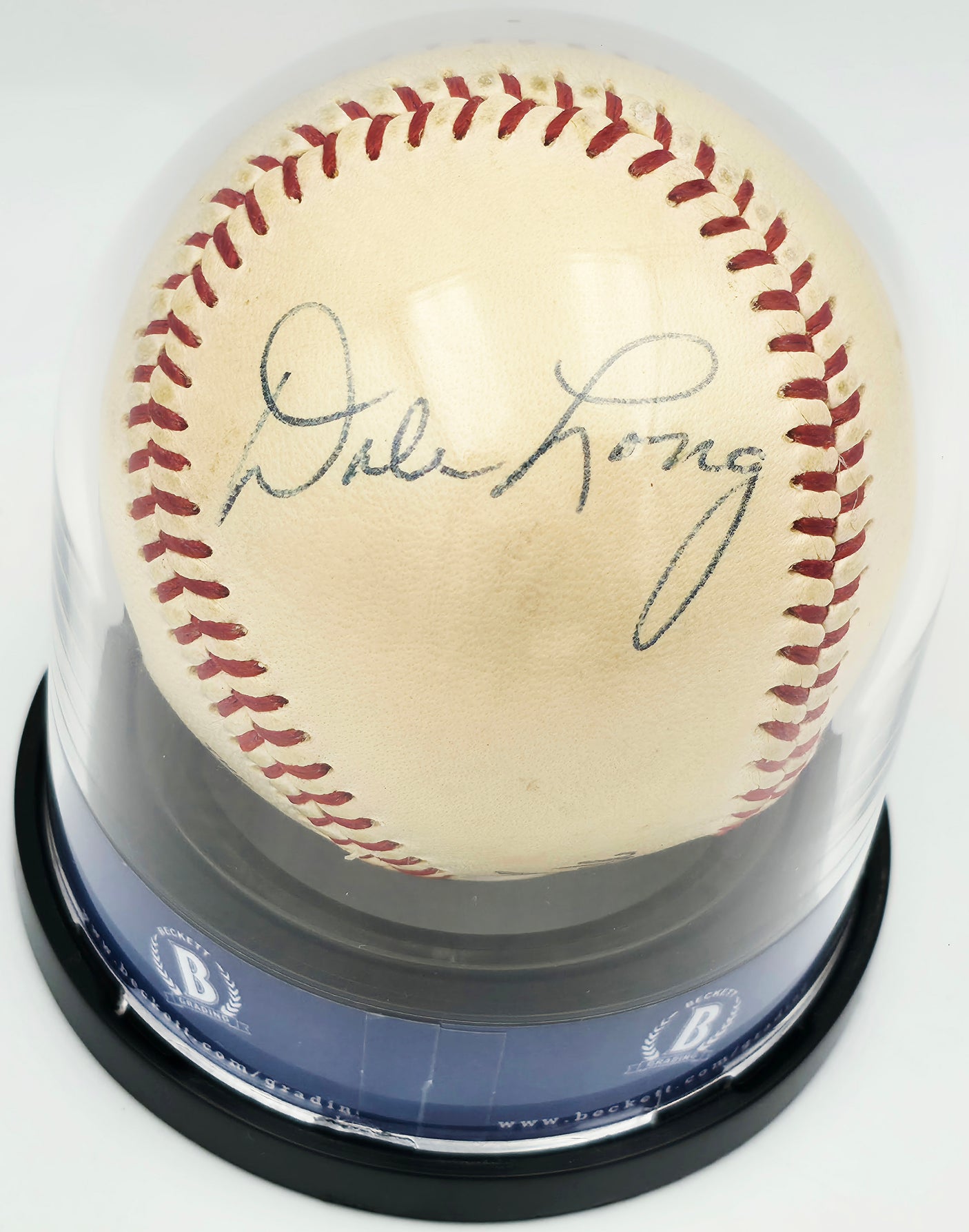 Roberto Clemente & Dale Long Autographed Official Giles NL Baseball Pittsburgh Pirates Auto Grade Near Mint/Mint 8 Beckett BAS #17610869