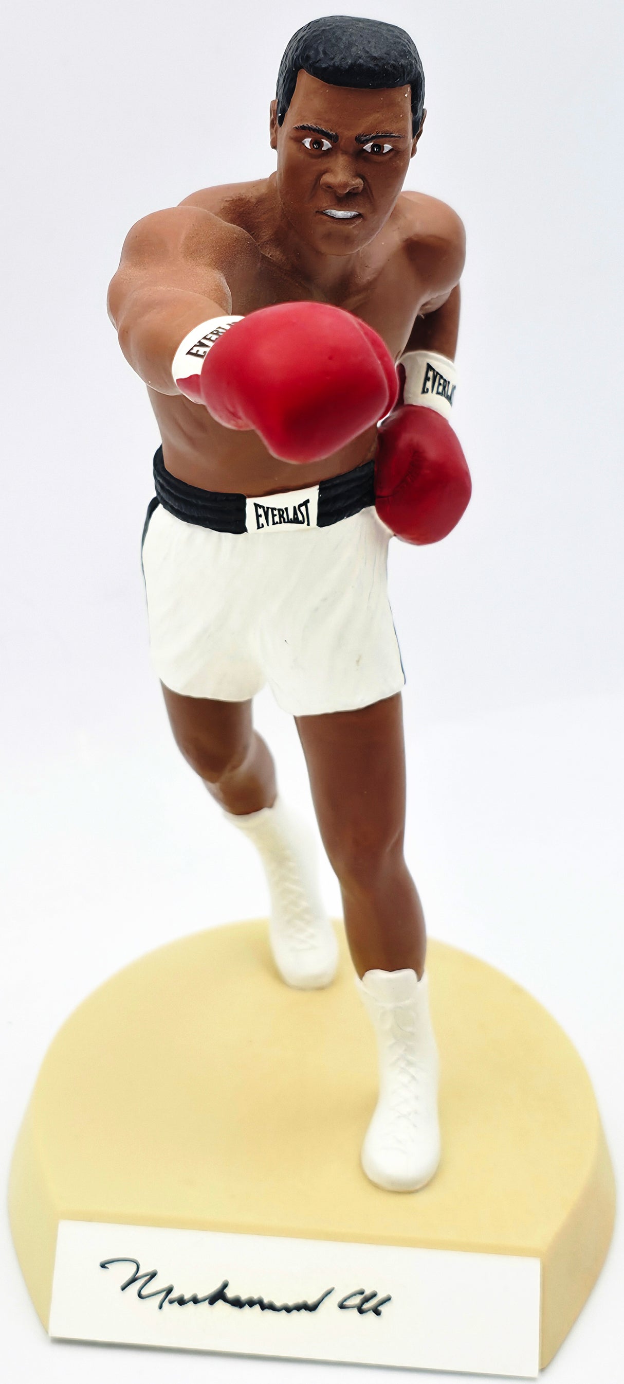 Muhammad Ali Autographed 5x9 Toy Figurine White Boxing Trunks #519/3500 Beckett BAS #AE31331