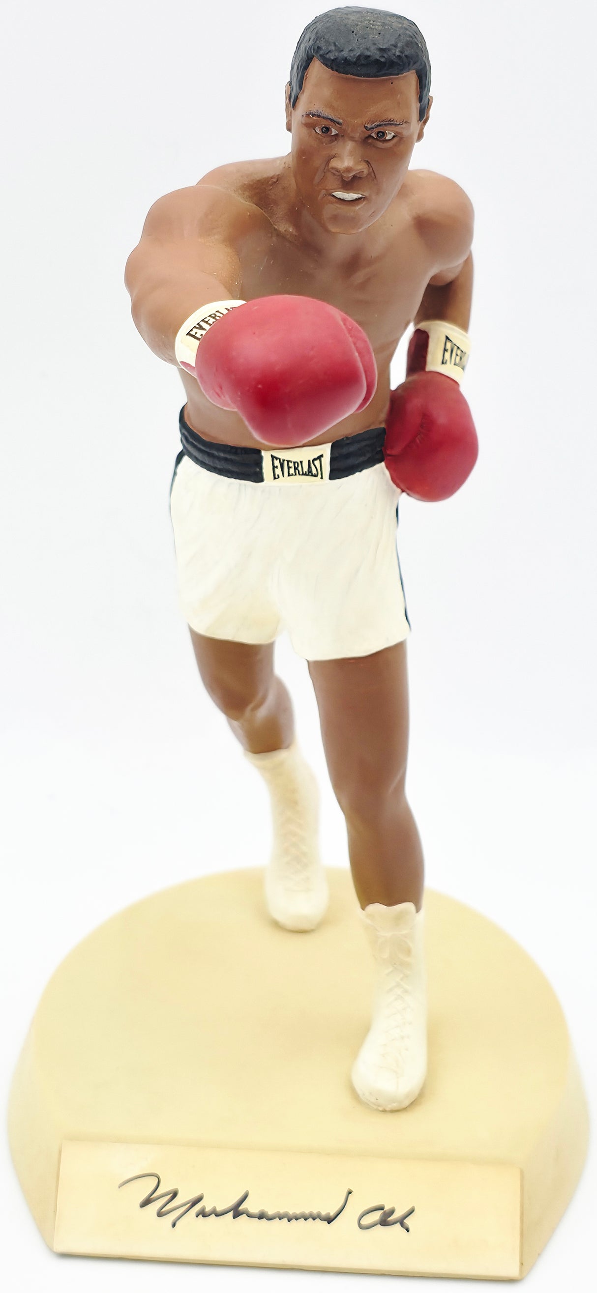 Muhammad Ali Autographed 5x9 Toy Figurine White Boxing Trunks #482/3500 Beckett BAS #AE31334