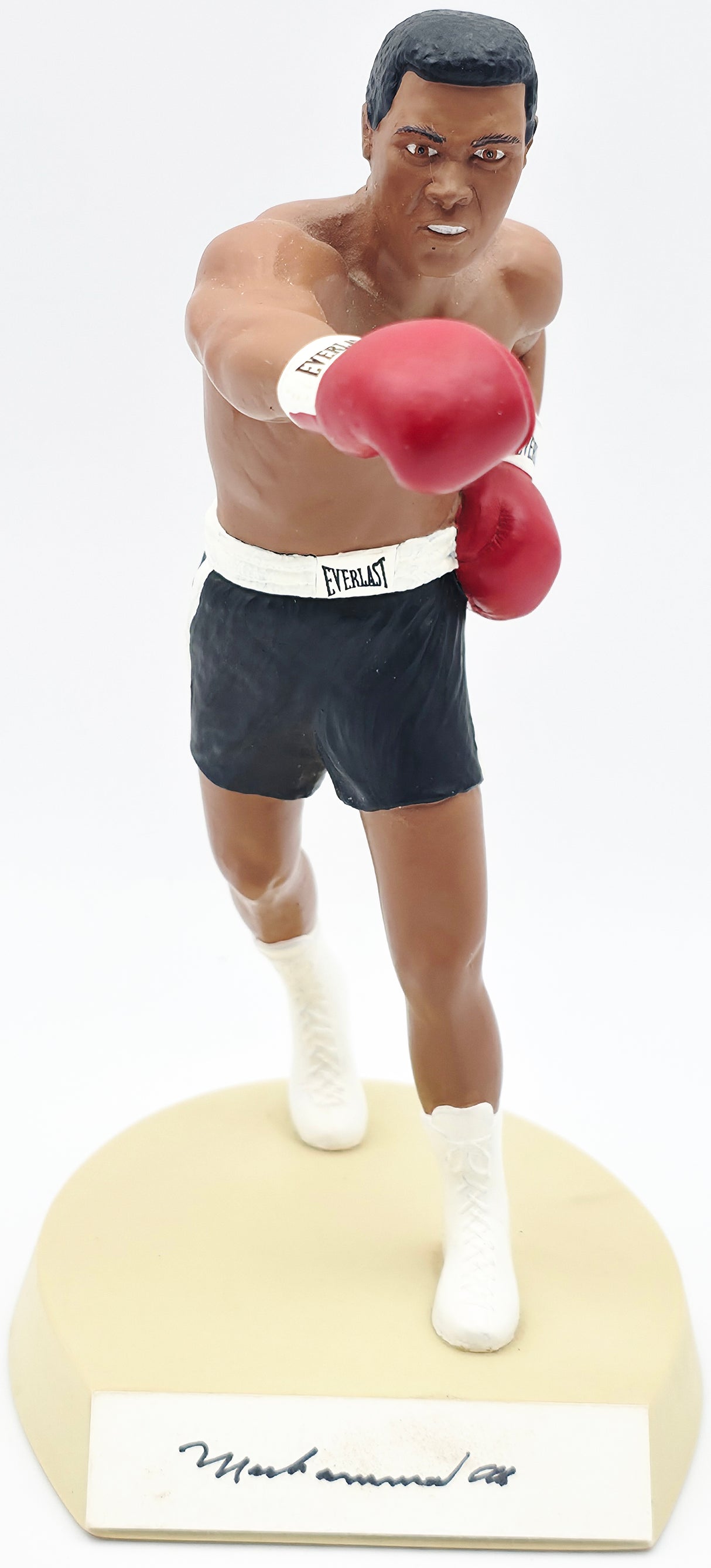 Muhammad Ali Autographed 5x9 Toy Figurine Black Boxing Trunks #/400 Beckett BAS #AE31335