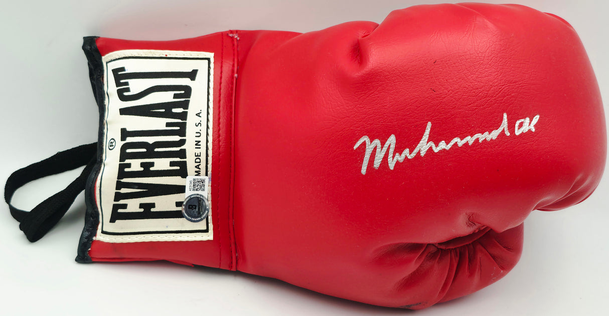 Muhammad Ali Autographed Red Everlast Boxing Glove LH Beckett BAS & Beckett BAS #AE31345