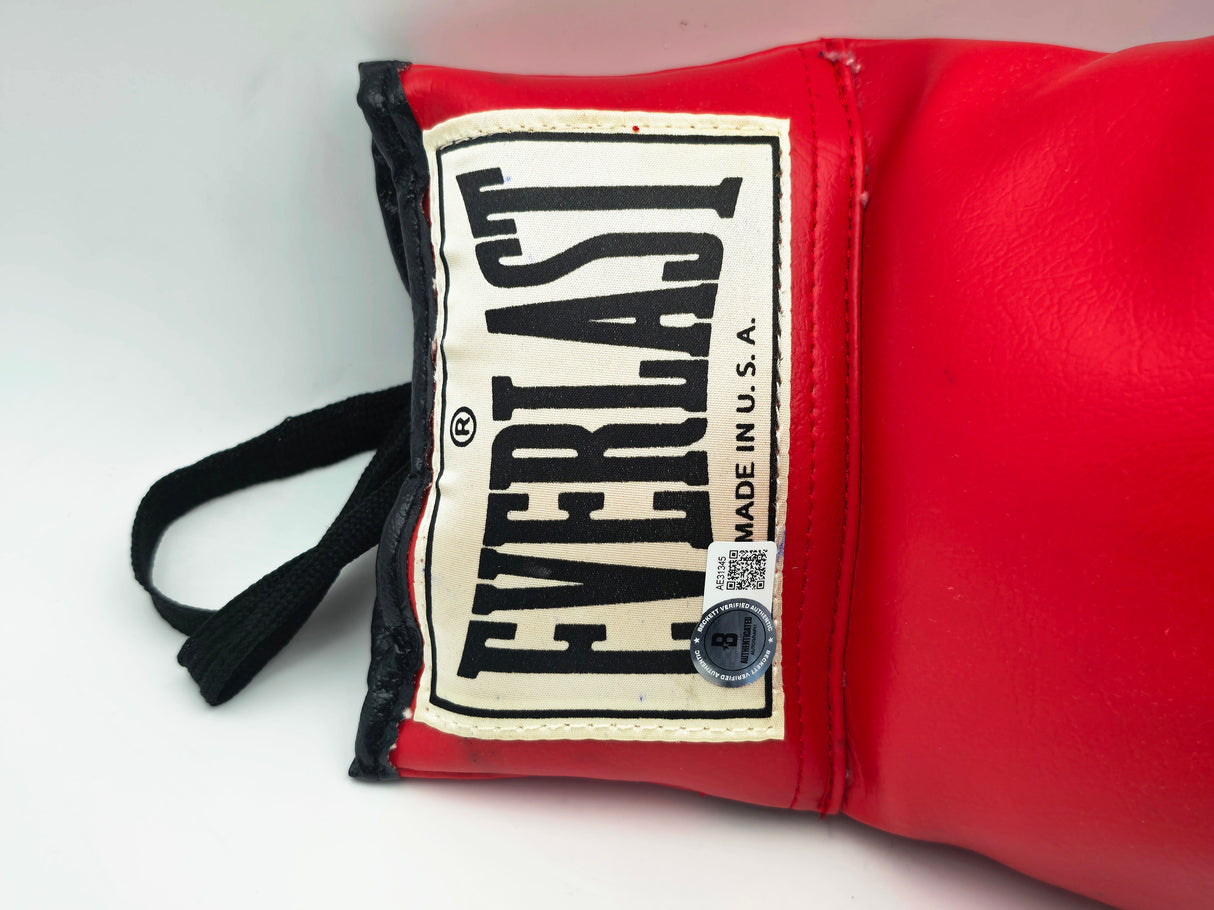 Muhammad Ali Autographed Red Everlast Boxing Glove LH Beckett BAS & Beckett BAS #AE31345