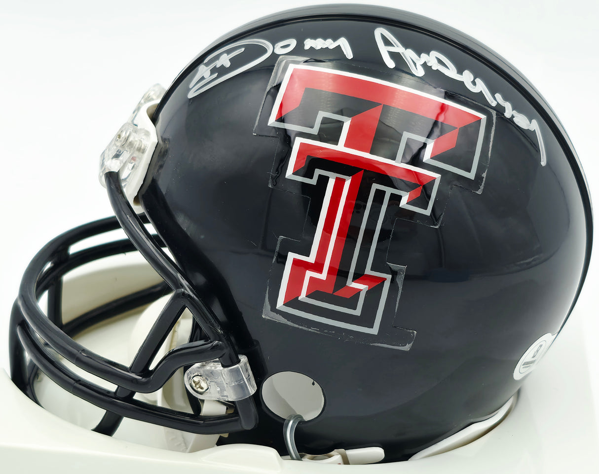 Donny Anderson Autographed Texas Tech Black Mini Helmet Beckett BAS QR #BR88753