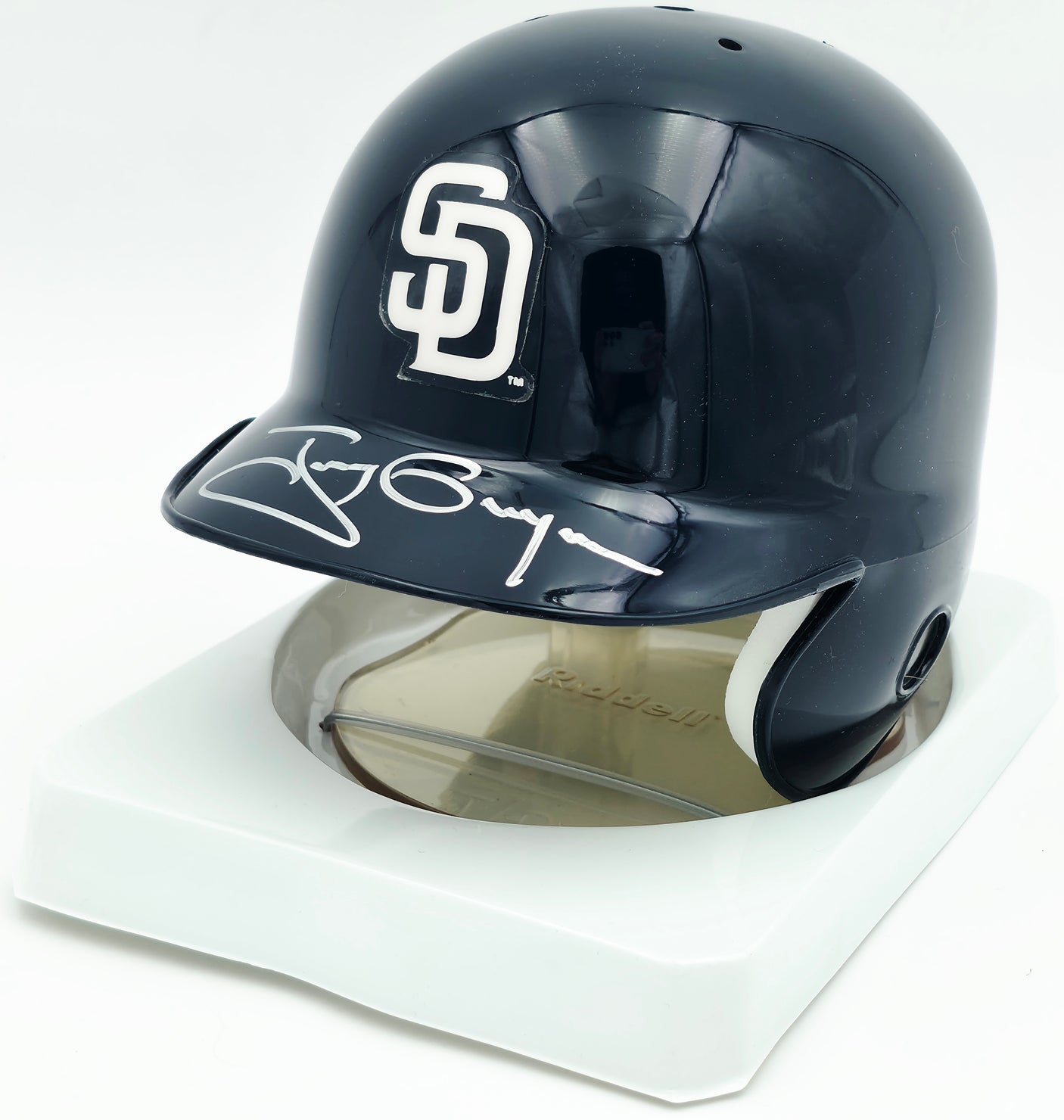 Tony Gwynn Autographed Blue Mini Batting Helmet San Diego Padres Beckett BAS QR #BR88755