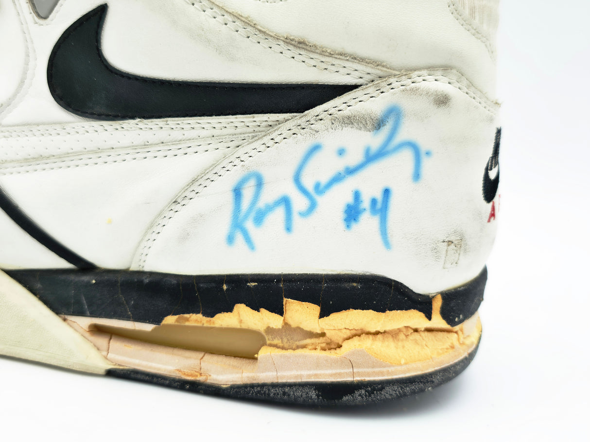 Rony Seikaly Autographed White Game Used Nike Shoe Miami Heat Size 16.5 Beckett BAS QR #BR88765
