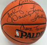 1976-77 Portland Trail Blazers Team Autographed Spalding NBA Game Basketball With 7 Signatures Including Bill Walton Beckett BAS #AE31354