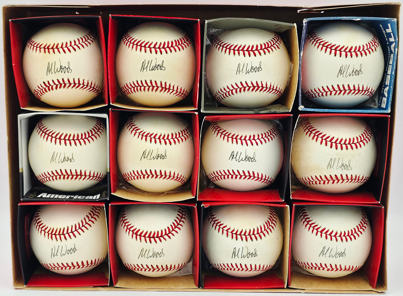 12 Count Lot of Al Woods Autographed Official AL Baseball Toronto Blue Jays Beckett BAS QR #BR49747-BR49758