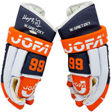 Wayne Gretzky Autographed Pair of Navy Blue & Orange Jofa Authentic 1989 Hockey Gloves Edmonton Oilers "99" UDA Holo #BAM191892