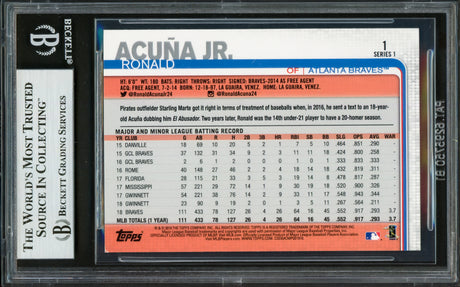 Ronald Acuna Jr. Autographed 2019 Topps Card #1 Atlanta Braves Beckett BAS #16710541